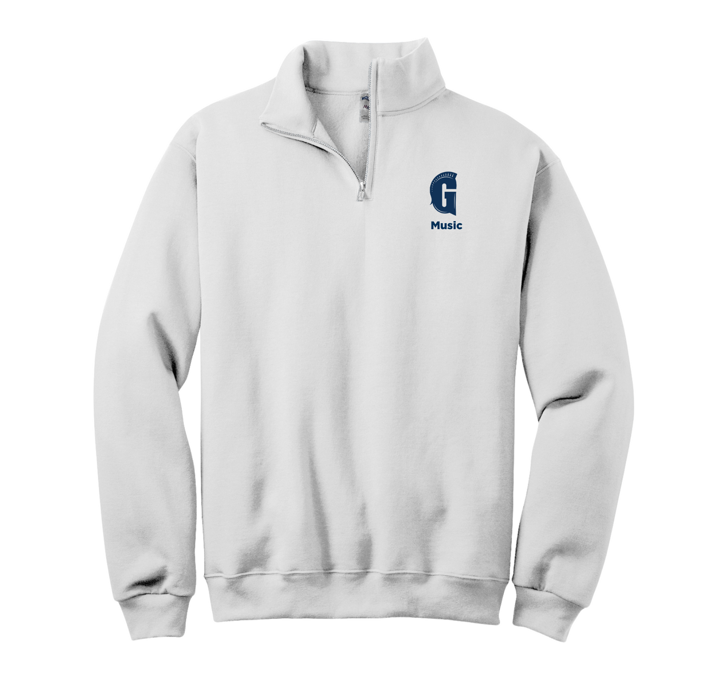 Customizable Quarter-Zip Fleece Sweatshirt, White (Academic/Arts/Clubs)