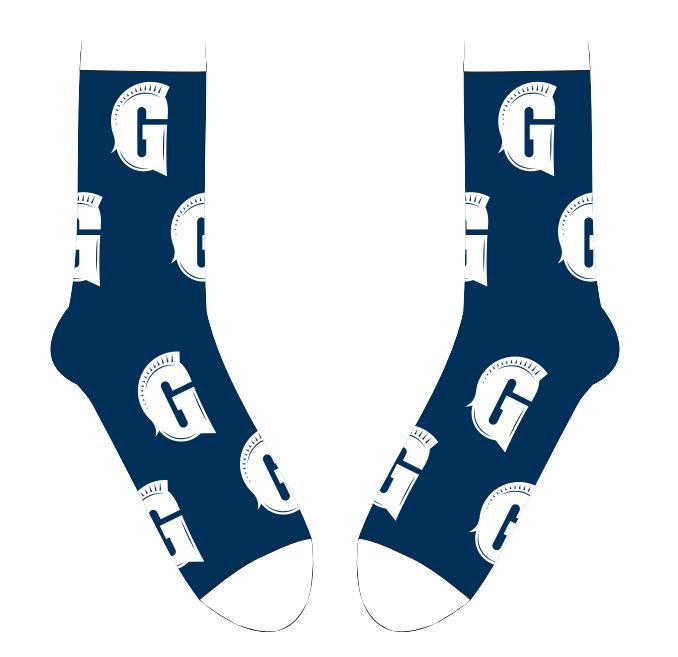 G Fuzzy Socks, Navy/White