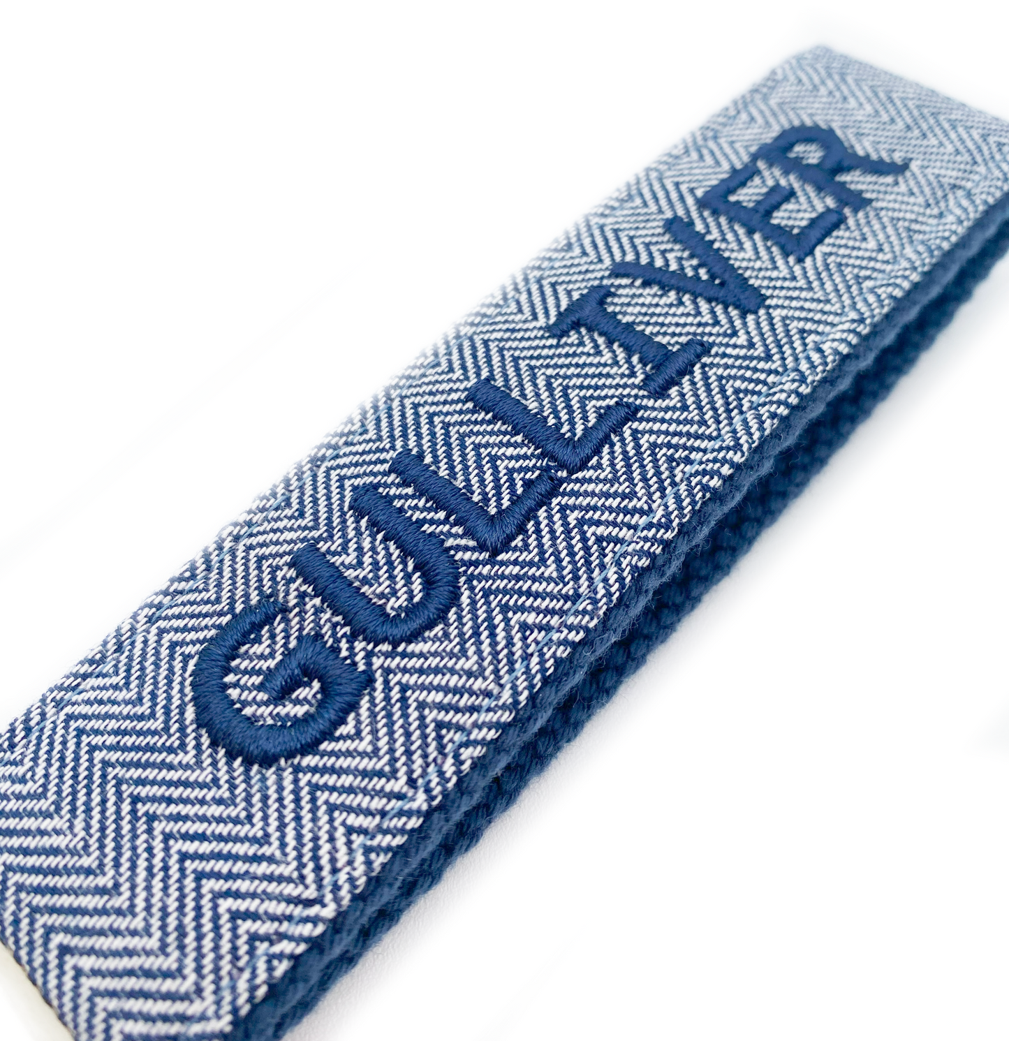 Gulliver Herringbone Embroidered Keychain, Navy