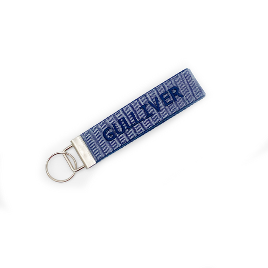 Gulliver Herringbone Embroidered Keychain, Navy