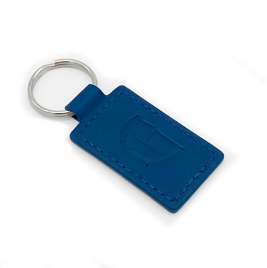 G Faux Leather Keychain, Navy