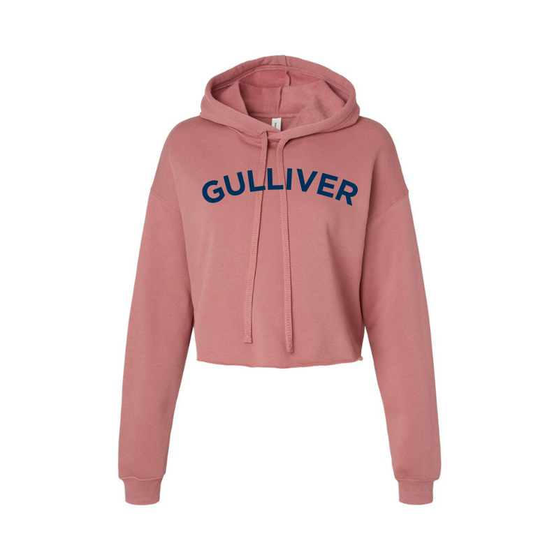 Ladies Crop Fleece Hoodie, Mauve