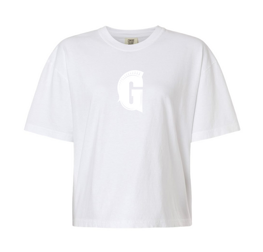 Women's Puff-Print "G" Boxy White T-Shirt